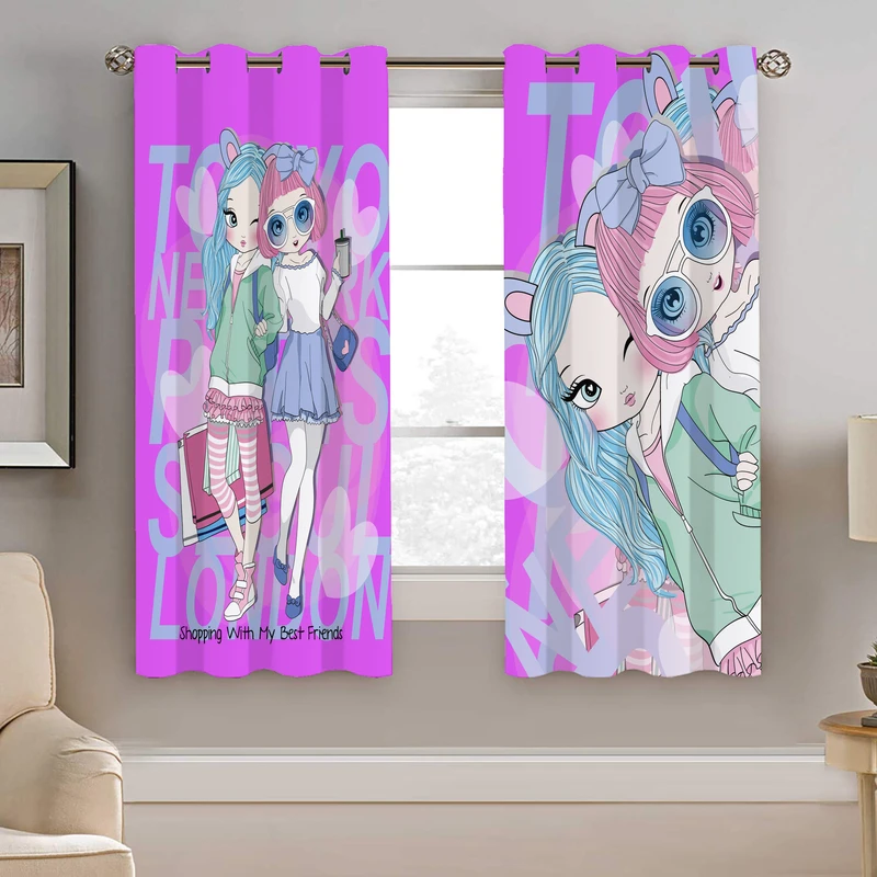 پرده نیروانا طرح دخترونه مدل مخمل کد 5109 سایز 140×200 سانتی متر