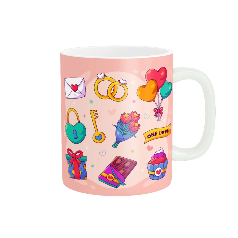 ماگ پادآفرین مدل عشق طرح قلب LOVE گل کد PM1659