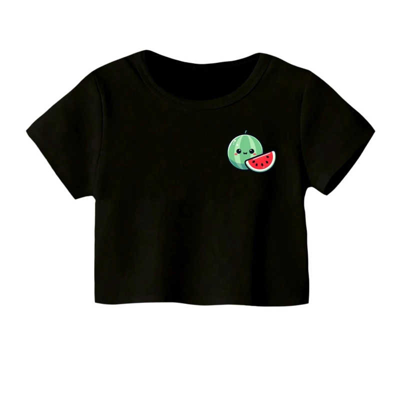 کراپ‌ تی‌شرت آستین کوتاه زنانه مدل هندوانه یلدایی کد 24