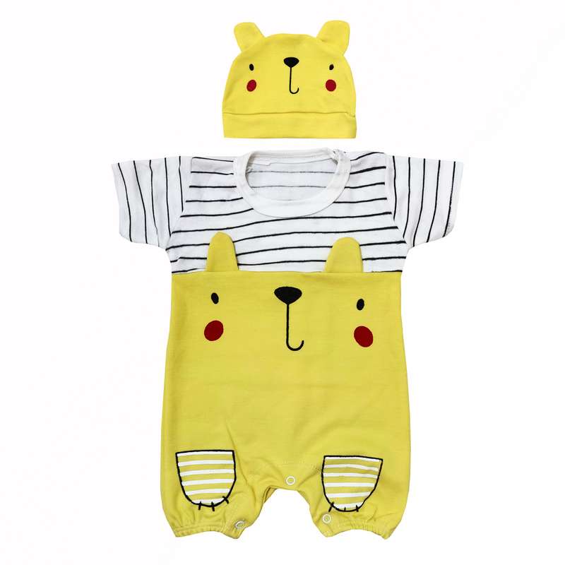 ست سرهمی و کلاه نوزادی مدل خرسی کد mamo98876