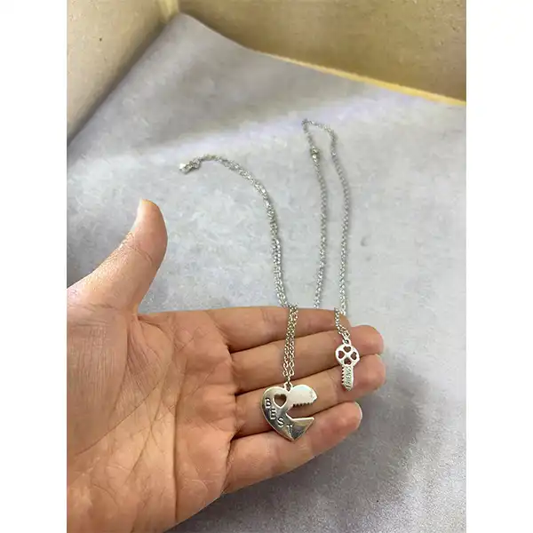 گردنبند مدل دوستی قلب و کلید کد 47551 مجموعه 2 عددی