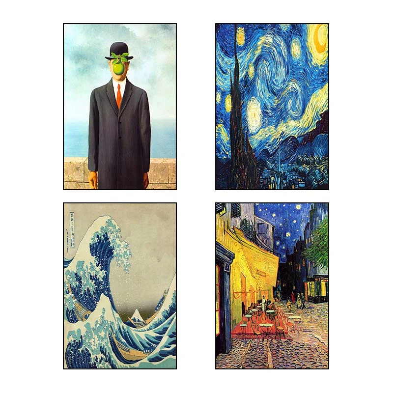 تابلو شاسي کارنيکا طرح نقاشی‌های معروف Famous Paintings کد 39223 مجموعه 4 عددی