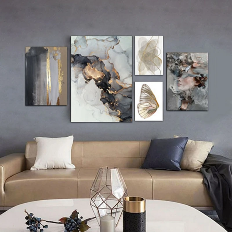 تابلو شاسی بکلیت طرح نقاشی مدرن مدل SH-296 مجموعه 5 عددی