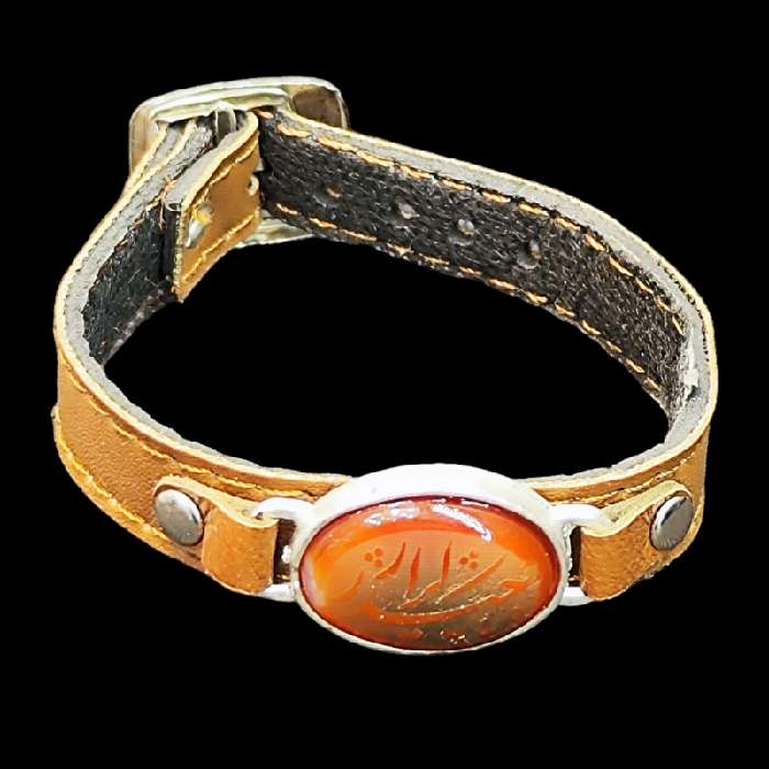 دستبند مردانه مدل سنگ عقیق خطی کد 35