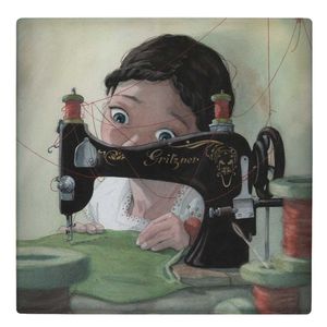 نقد و بررسی کاشی کارنیلا طرح نقاشی دختر بچه و چرخ خیاطی کد wk4886 توسط خریداران