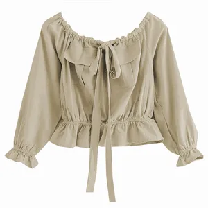 بلوز آستین بلند زنانه مدل MB 13 رنگ کرم