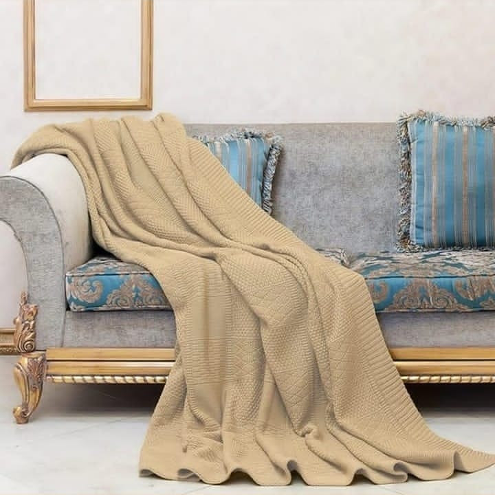 شال مبل وتخت طرح بافتنی سایز 220×160سانتی متر