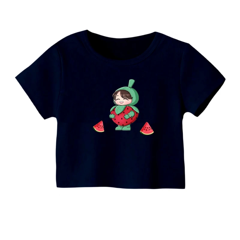 کراپ‌ تی‌شرت آستین کوتاه زنانه مدل دخترک یلدایی کد 6