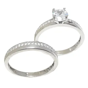 انگشتر نقره زنانه کد 90 مجموعه دو عددی