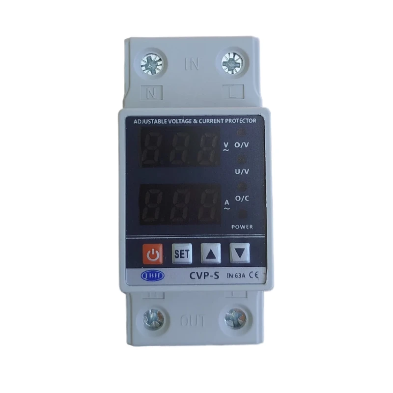 محافظ ولتاژ و جریان تکفاز دیجیتال 63 آمپر جی بی اچ کد JBH/CVP-S/1PH/63A بسته چهار عددی