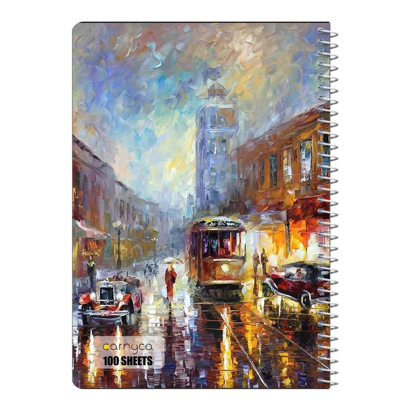 دفتر شطرنجی 100 برگ سیمی کارنیکا طرح نقاشی های آبرنگی Watercolor Paintings کد 53145