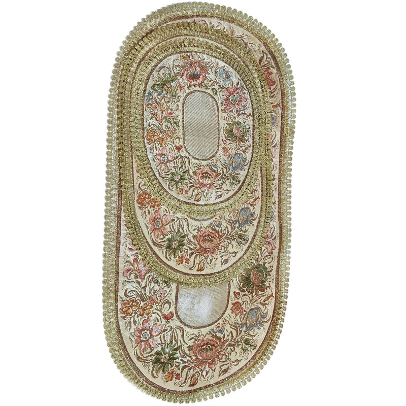 ست رومیزی 3 تکه مدل گل دار بیضی کد 03