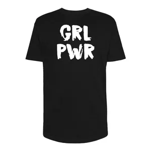 تی شرت لانگ زنانه مدل GRL PWR کد P048 رنگ مشکی