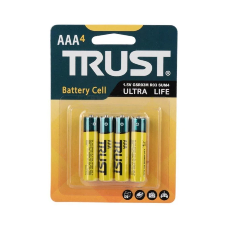 باتری نیم قلمی تراست مدل Ultra Life بسته ۴ عددی