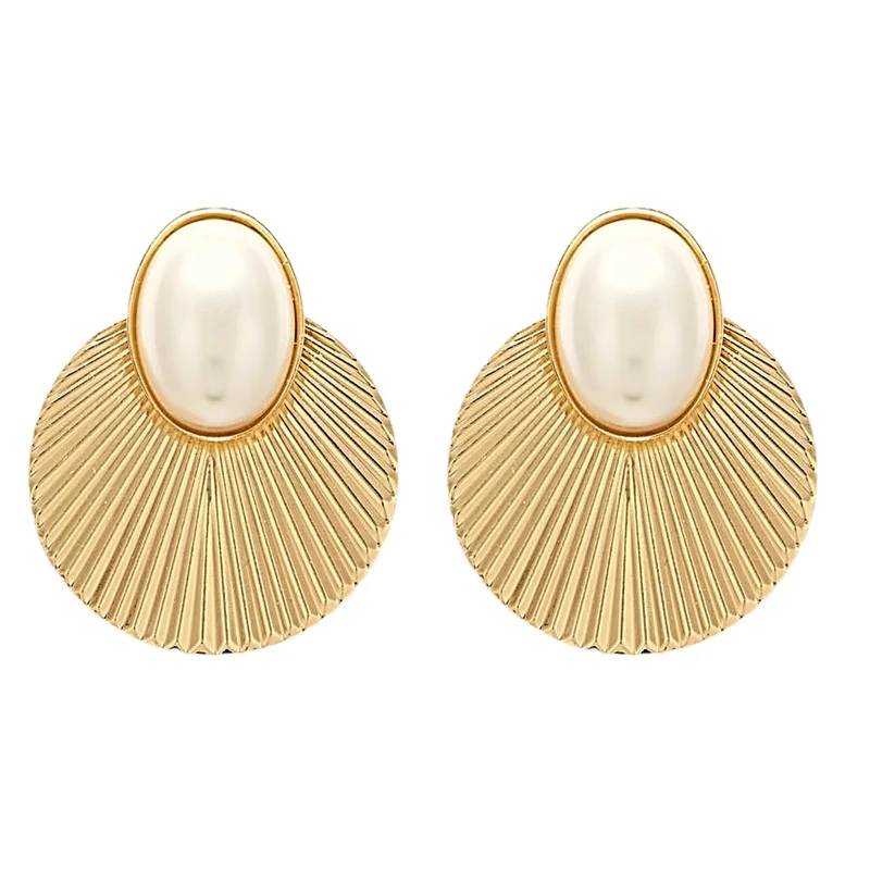 گوشواره زنانه مدل صدف مسطح مروارید کد ngr394