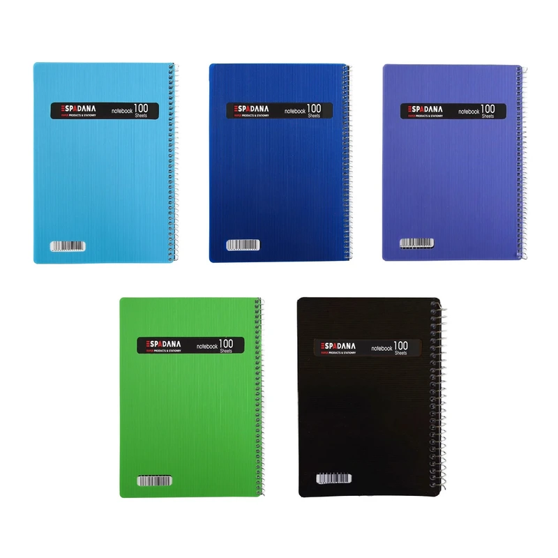دفتر مشق 100 برگ اسپادانا مدل استریپ کد 141678910 مجموعه 5 عددی