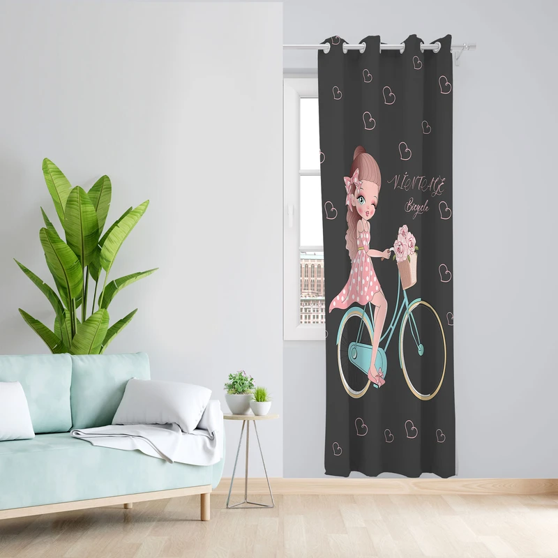  پرده مدل اتاق کودک مخمل پانچی طرح دخترانه کد 4503 سایز 140x280 سانتی متر