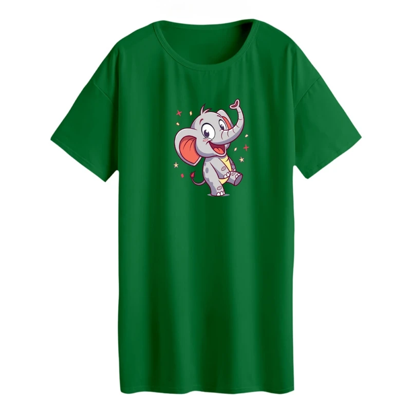 تی شرت لانگ آستین کوتاه زنانه مدل فیل کارتونی کد 01