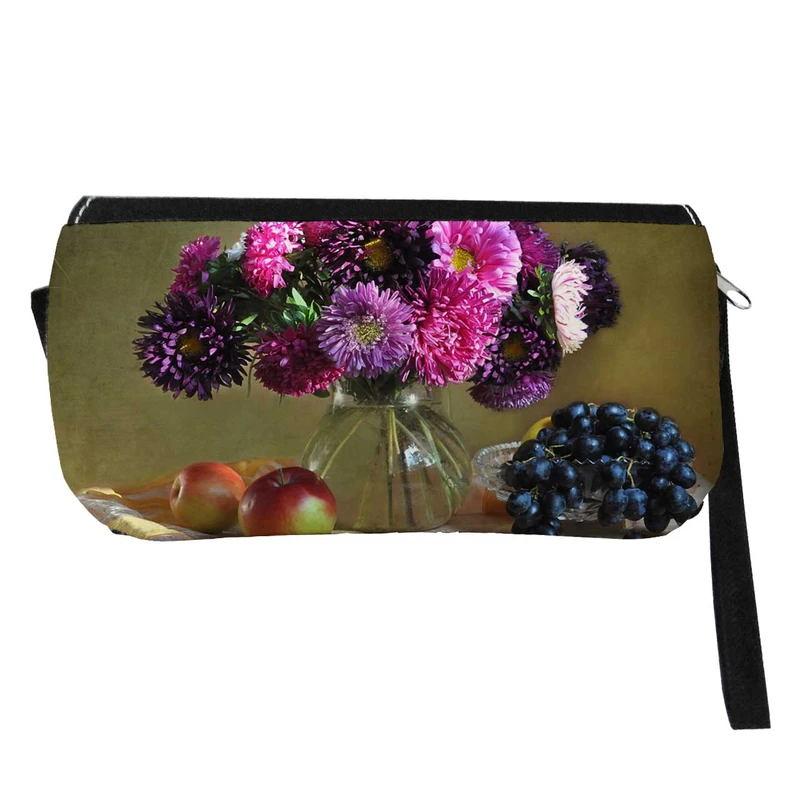   جامدادی مدل دوزیپ طرح گلدان شیشه ای و میوه کد NI761