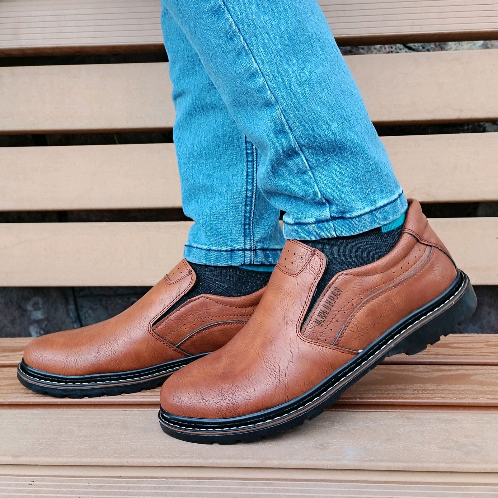 کفش مردانه مدل آرتین طبی کشی رنگ قهوه ای  -  - 6