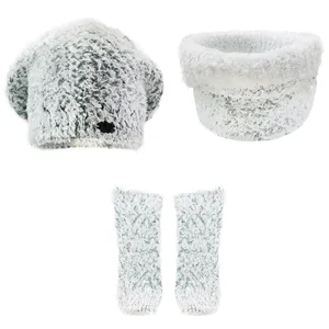 ست کلاه و شال گردن و ساق دست بافتنی بچگانه تارتن مدل 15038