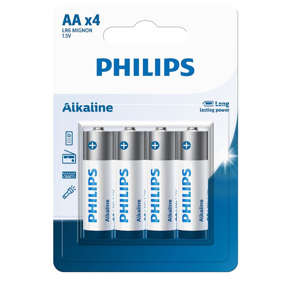 باتری قلمی فیلیپس مدل Alkaline LR6A4B/40 بسته چهار عددی