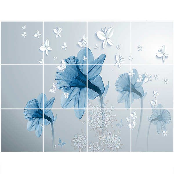 تایل سقفی طرح گل ها کد 3D2160-12 سایز 60x60 سانتی متر مجموعه 12عددی