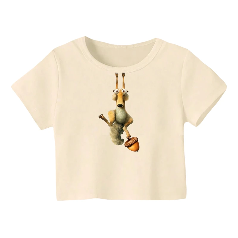 کراپ‌ تی‌شرت آستین کوتاه زنانه مدل عصر یخبندان کد 1