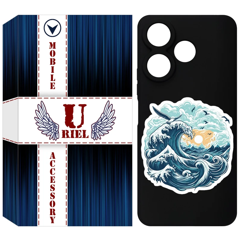 کاور یوریل مدل KSH کد 99 طرح موج دریا مناسب برای گوشی موبایل شیائومی Redmi 13 4G / 13 5G / Poco M6 4G