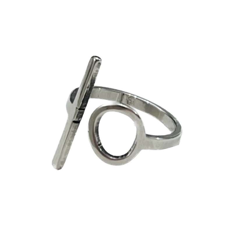 انگشتر زنانه مدل دایره و خط سیلور 29