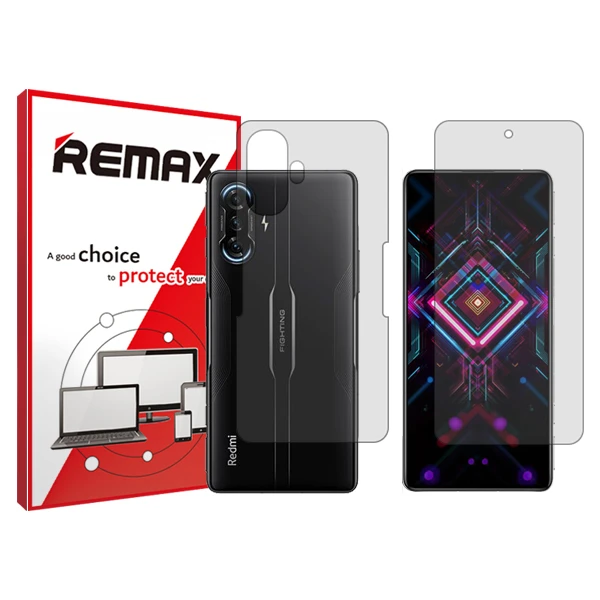 محافظ صفحه نمایش شفاف ریمکس مدل Resistant مناسب برای گوشی موبایل شیائومی Redmi K40 Gaming به همراه محافظ پشت گوشی