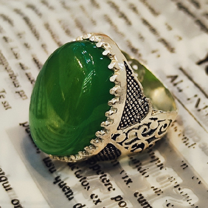 انگشتر نقره مردانه مدل سنگ عقیق کد 740