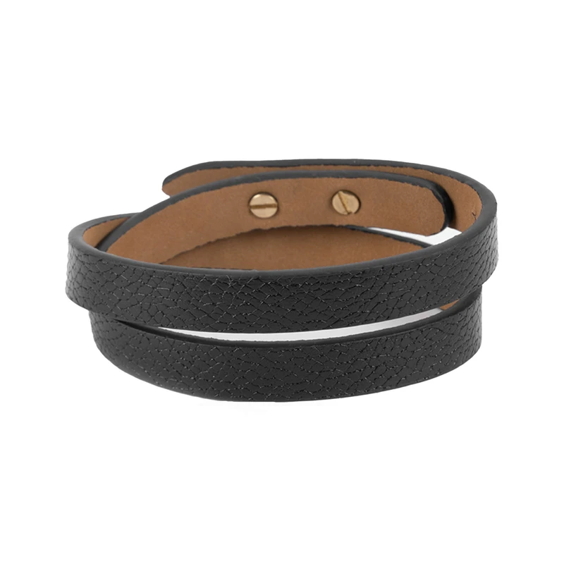 دستبند مدل چرم طبیعی طرح فلوتر کد 06 رنگ مشکی