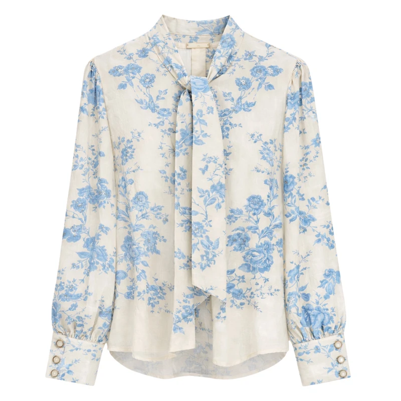 بلوز آستین بلند یقه کراواتی زنانه مدل MND9989