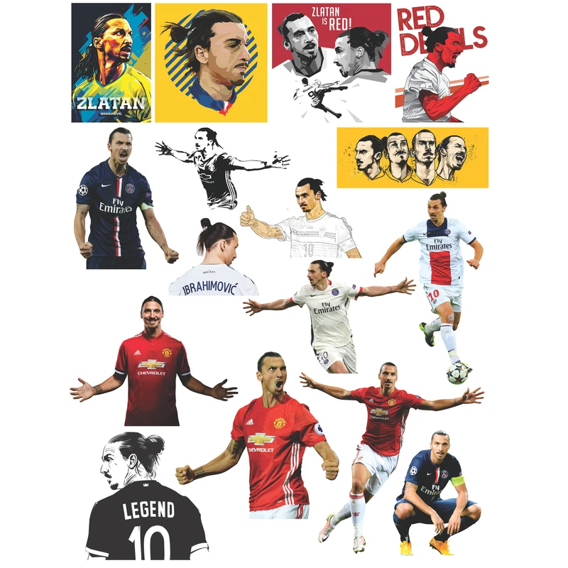 استیکر کافه پرینت طرح زلاتان ابراهیموویچ کد Z12 بسته 16 عددی