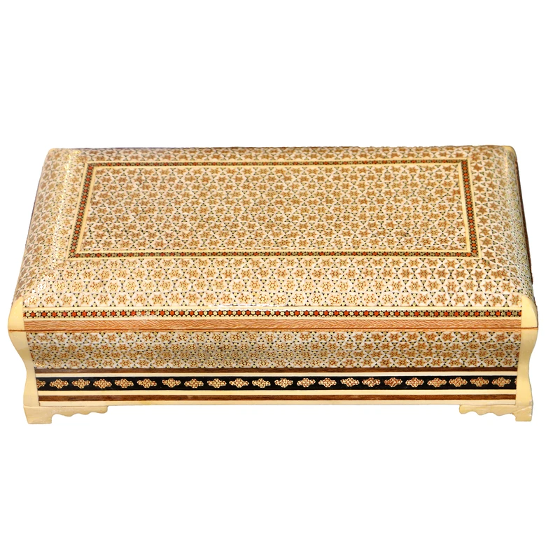 جعبه کارد و چنگال خاتم کاری چوبی صنایع دستی فاخر کد HQGold