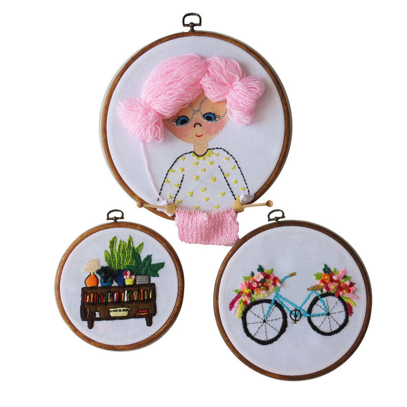 دیوارکوب تزئینی مدل گلدوزی کد 1106 مجموعه 3 عددی