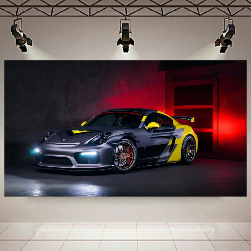 پوستر طرح ماشین مدل پورشه Cayman GT4 کد AR8390