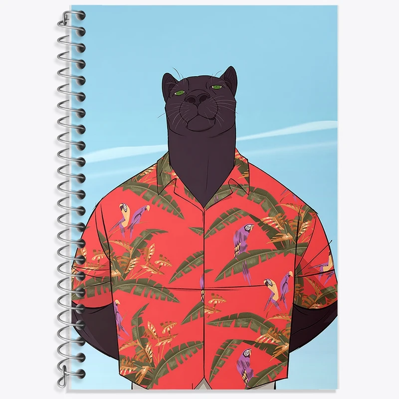 دفتر زبان 50 برگ خندالو مدل سه خط طرح پلنگ کد F123