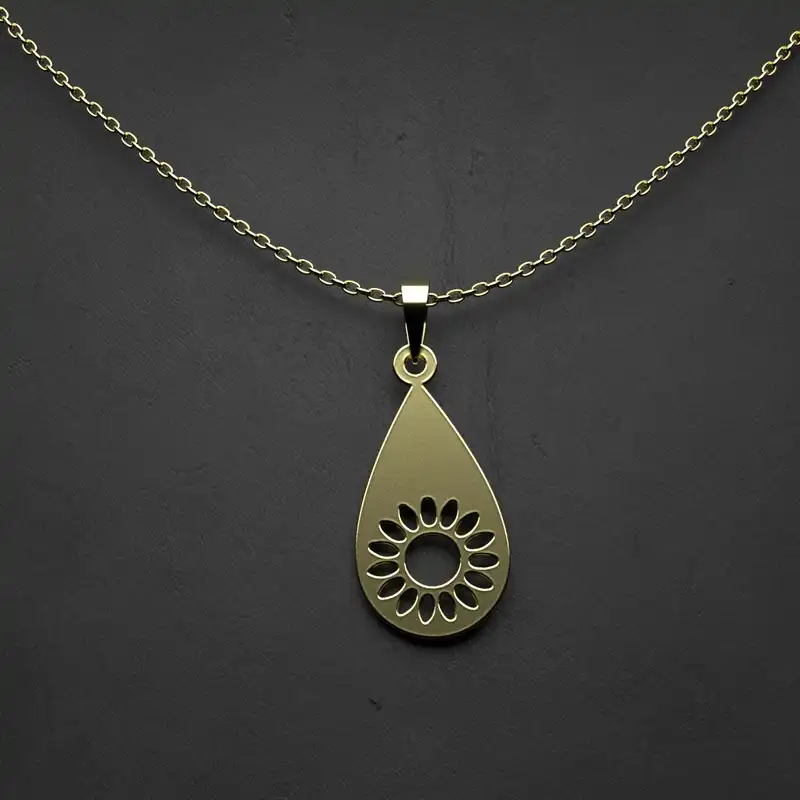 گردنبند طلا 18 عیار زنانه مدوپد مدل  طرح اشک و گل کد NN1169