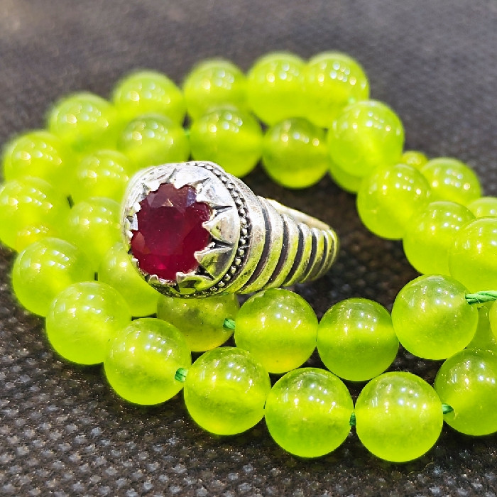 انگشتر نقره مردانه مدل سنگ یاقوت آفریقایی کد 46