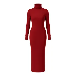 پیراهن بافتنی یقه اسکی زنانه مدل Crimson کد 4110