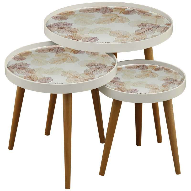 میز عسلی لوتوس مدل T-731-ALMA-SPRING-LEAVES-WH