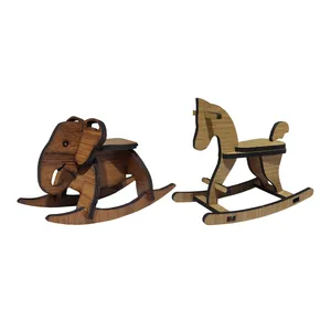 ساختنی مدل پازل چوبی سه بعدی طرح راکر اسب و فیل کد TH-41 مجموعه 2 عددی