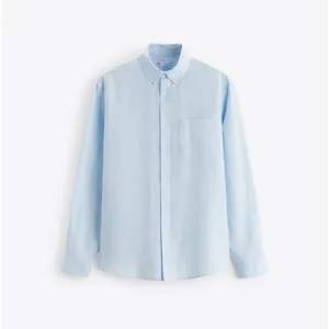 پیراهن آستین بلند مردانه زارا مدل Sky blue-1063/307