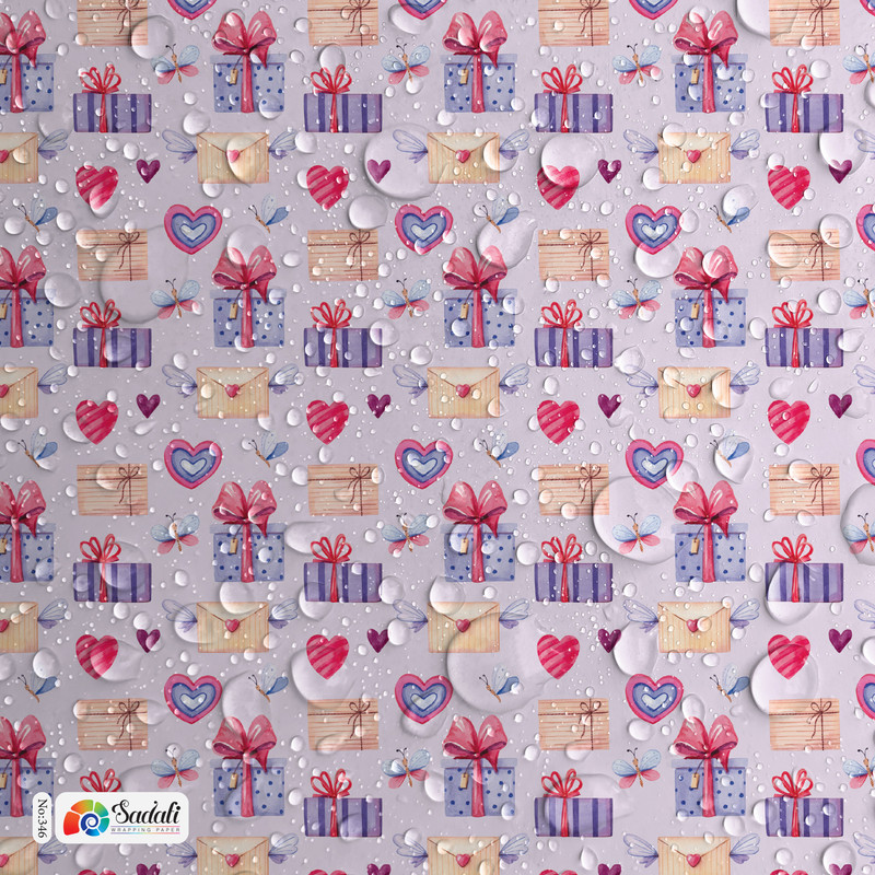 کاغذ کادو صدفی طرح گیفت بسته 2 عددی