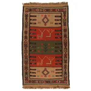 گلیم دستبافت دومتری طرح سفره کردی کد 1405159