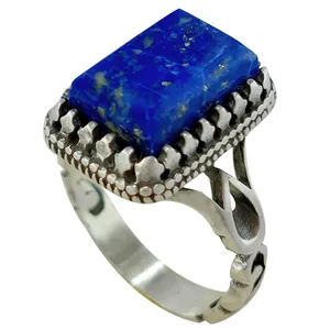 انگشتر نقره مردانه ملک زیور مدل  لاجورد کد 284