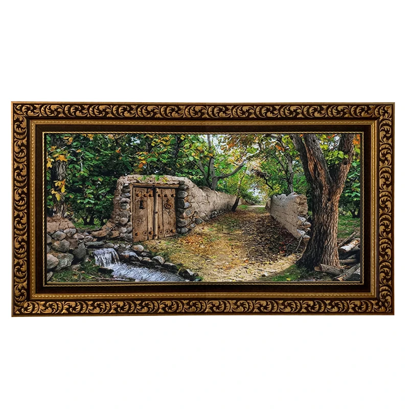 تابلو فرش ماشینی طرح دستبافت مدل کوچه باغ کد 8675
