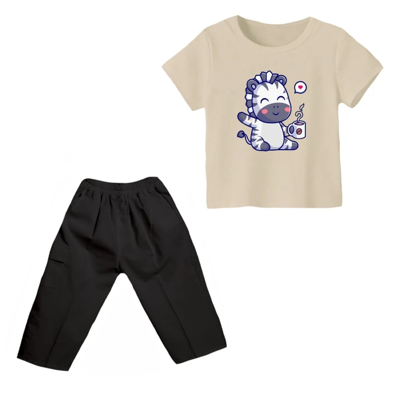 ست تی شرت و شلوارک پسرانه مدل گورخر کد ۱۵